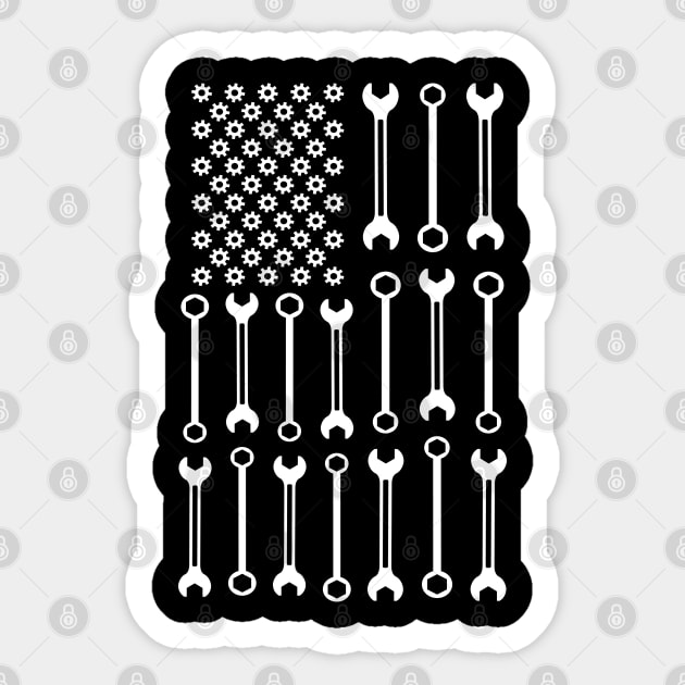 Mechanic in american flag Sticker by KC Happy Shop